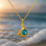 Collana Dorata di Sirena con Cristallo Blu 